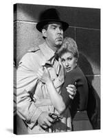 PUSHOVER, 1954 directed by RICHARD QUINE Fred MacMurray and Kim Novak (b/w photo)-null-Stretched Canvas