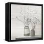 Pussy Willow Still Life Gray Pots Shiplap-Julia Purinton-Framed Stretched Canvas