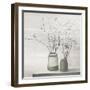 Pussy Willow Still Life Gray Pots Shiplap-Julia Purinton-Framed Art Print