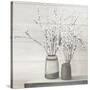 Pussy Willow Still Life Gray Pots Shiplap-Julia Purinton-Stretched Canvas