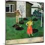 "Put the Tree There?", April 9, 1955-George Hughes-Mounted Giclee Print