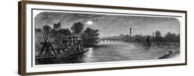 Putney Bridge and Church by Moonlight, 1880-Robert Taylor Pritchett-Framed Giclee Print
