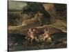 Putti Fighting on Goats-Nicolas Poussin-Stretched Canvas