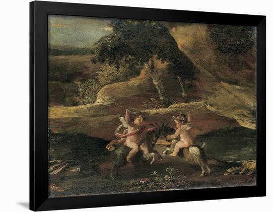 Putti Fighting on Goats-Nicolas Poussin-Framed Giclee Print