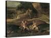Putti Fighting on Goats-Nicolas Poussin-Stretched Canvas