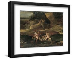 Putti Fighting on Goats-Nicolas Poussin-Framed Premium Giclee Print