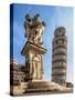 Putti Fountain and Leaning Tower, Piazza dei Miracoli, Pisa, Tuscany, Italy-Karol Kozlowski-Stretched Canvas