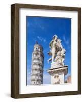 Putti Fountain and Leaning Tower, Piazza dei Miracoli, Pisa, Tuscany, Italy-Karol Kozlowski-Framed Photographic Print