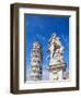 Putti Fountain and Leaning Tower, Piazza dei Miracoli, Pisa, Tuscany, Italy-Karol Kozlowski-Framed Photographic Print