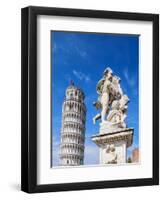 Putti Fountain and Leaning Tower, Piazza dei Miracoli, Pisa, Tuscany, Italy-Karol Kozlowski-Framed Photographic Print