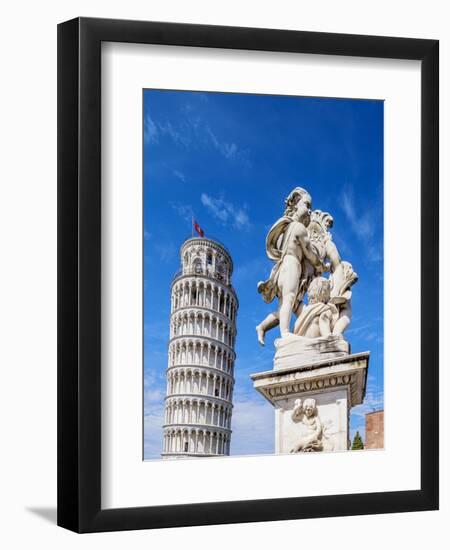 Putti Fountain and Leaning Tower, Piazza dei Miracoli, Pisa, Tuscany, Italy-Karol Kozlowski-Framed Photographic Print