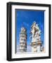 Putti Fountain and Leaning Tower, Piazza dei Miracoli, Pisa, Tuscany, Italy-Karol Kozlowski-Framed Photographic Print