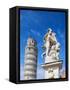 Putti Fountain and Leaning Tower, Piazza dei Miracoli, Pisa, Tuscany, Italy-Karol Kozlowski-Framed Stretched Canvas