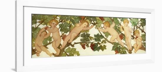 Putti Frolicking in a Vineyard-Phoebe Anna Traquair-Framed Premium Giclee Print