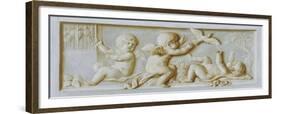 Putti Playing with Birds (Oil on Canvas)-Piat-Joseph Sauvage-Framed Giclee Print