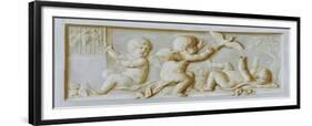 Putti Playing with Birds (Oil on Canvas)-Piat-Joseph Sauvage-Framed Giclee Print