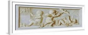 Putti Playing with Birds (Oil on Canvas)-Piat-Joseph Sauvage-Framed Giclee Print