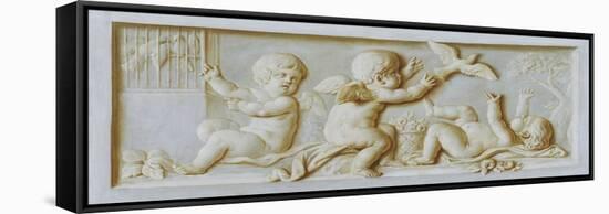 Putti Playing with Birds (Oil on Canvas)-Piat-Joseph Sauvage-Framed Stretched Canvas