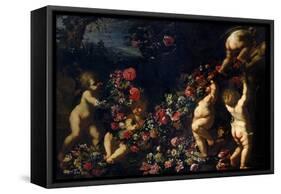 Putti Playing with Garlands of Flowers-Carlo Maratti-Framed Stretched Canvas
