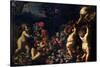 Putti Playing with Garlands of Flowers-Carlo Maratti-Stretched Canvas