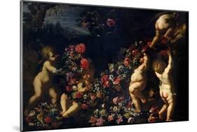 Putti Playing with Garlands of Flowers-Carlo Maratti-Mounted Giclee Print