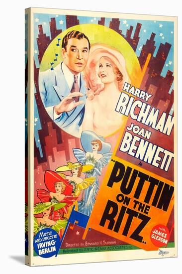 PUTTIN' ON THE RITZ, US re-release poster art, from left: Harry Richman, Joan Bennett, 1930-null-Stretched Canvas