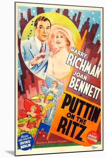 PUTTIN' ON THE RITZ, US re-release poster art, from left: Harry Richman, Joan Bennett, 1930-null-Mounted Art Print