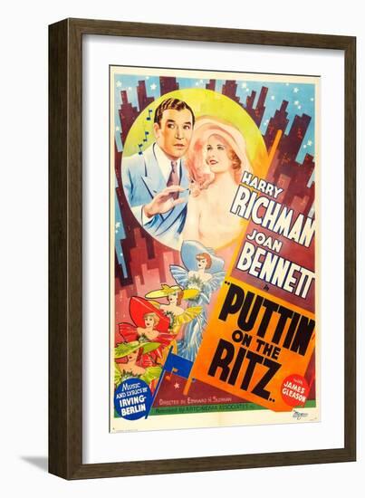 PUTTIN' ON THE RITZ, US re-release poster art, from left: Harry Richman, Joan Bennett, 1930-null-Framed Art Print