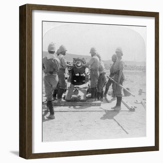 Putting a Shell into a Siege Train Gun at the Modder River, South Africa, Boer War, 1900-Underwood & Underwood-Framed Giclee Print