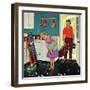 "Putting Around in the Kitchen," September 3, 1960-Richard Sargent-Framed Premium Giclee Print