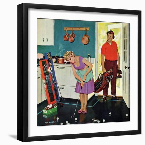 "Putting Around in the Kitchen," September 3, 1960-Richard Sargent-Framed Premium Giclee Print