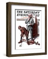 "Putting around the Office," Saturday Evening Post Cover, October 20, 1923-Walter Beach Humphrey-Framed Giclee Print