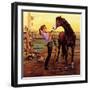 "Putting on the Bridle", July 20, 1957-George Hughes-Framed Giclee Print