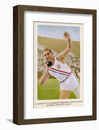 Putting the Shot: Won by Leo Sexton (Usa) with a New Olympic Record of 16.005M-null-Framed Photographic Print