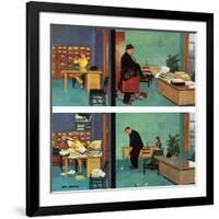 "Putting Time in the Office," February 18, 1961-Richard Sargent-Framed Giclee Print