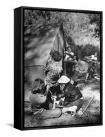 Putting Up a Tent, Some Junior High Girl Scouts Working Toward Camp Craft Badge-Ed Clark-Framed Stretched Canvas