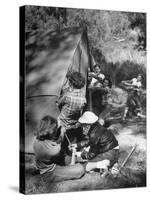 Putting Up a Tent, Some Junior High Girl Scouts Working Toward Camp Craft Badge-Ed Clark-Stretched Canvas