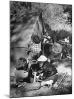 Putting Up a Tent, Some Junior High Girl Scouts Working Toward Camp Craft Badge-Ed Clark-Mounted Photographic Print