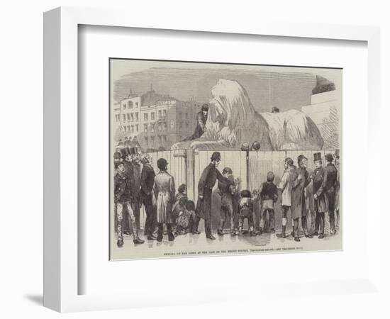 Putting Up the Lions at the Base of the Nelson Column, Trafalgar-Square-null-Framed Giclee Print