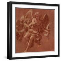 Putto and Angel Holding a Banderole, 1706-Antonio Franchi-Framed Giclee Print