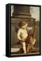 Putto jouant de la basse de viole-Laurent de La Hyre-Framed Stretched Canvas