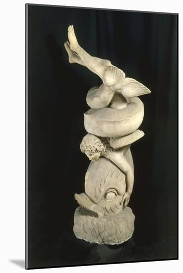 Putto on a Dolphin, Roman Copy after the Original Greek Statue-null-Mounted Giclee Print