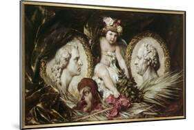 Putto with Medallion Portraits of Friedrich Von Schiller and Johann Wolfgang Von Goethe, 1881-Ferdinand Keller-Mounted Giclee Print