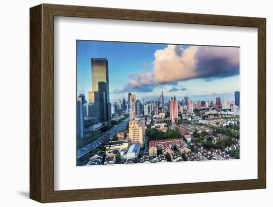 Puxi Pudong Buildings World Financial Center Jinmao Tower Modern Skyscrapers Shanghai, China-William Perry-Framed Photographic Print