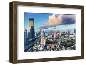 Puxi Pudong Buildings World Financial Center Jinmao Tower Modern Skyscrapers Shanghai, China-William Perry-Framed Photographic Print