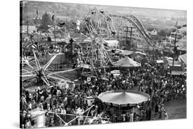 Puyallup, WA - View of Fairgrounds Rollercoster Photograph-Lantern Press-Stretched Canvas