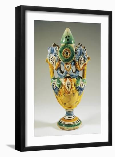 Puzzle Flask, Painted Maiolica, Ariano Irpino Manufacture, Campania, Italy-Henri Cros-Framed Giclee Print