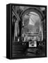 Pvt. Paul Oglesby, 30th Infantry, Standing in Reverence Before Altar in Damaged Catholic Church-Benson-Framed Stretched Canvas