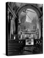 Pvt. Paul Oglesby, 30th Infantry, Standing in Reverence Before Altar in Damaged Catholic Church-Benson-Stretched Canvas