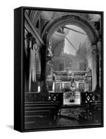 Pvt. Paul Oglesby, 30th Infantry, Standing in Reverence Before Altar in Damaged Catholic Church-Benson-Framed Stretched Canvas